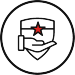 Shield with star and hand values icon