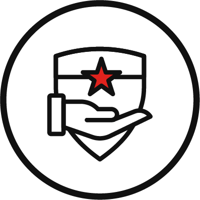 Shield with star and hand values icon